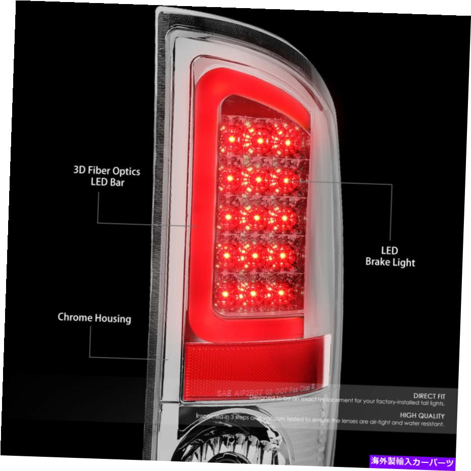 USテールライト 02-06ドッジRAM 1500-3500クロームハウジングの透明3D LEDバーリアテールライト FOR 02-06 DODGE RAM 1500-3500 CHROME HOUSING CLEAR 3D LED BAR REAR TAIL LIGHTS【並行輸入品】
