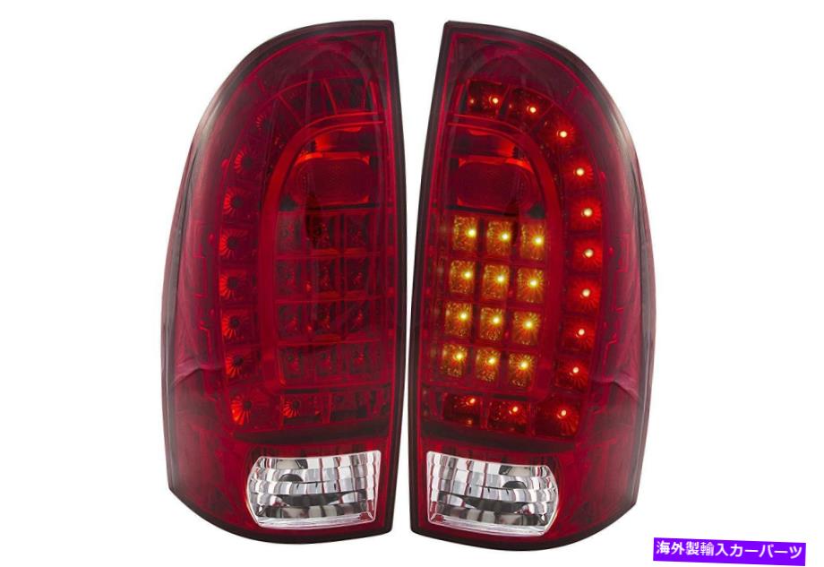USテールライト 2005-2015トヨタタコマ赤レンズクロームハウジングLEDブレーキテールライトランプペア 2005-2015 Toyota Tacoma Red Lens Chrome Housing Led Brake Tail Lights Lamp Pair【並行輸入品】