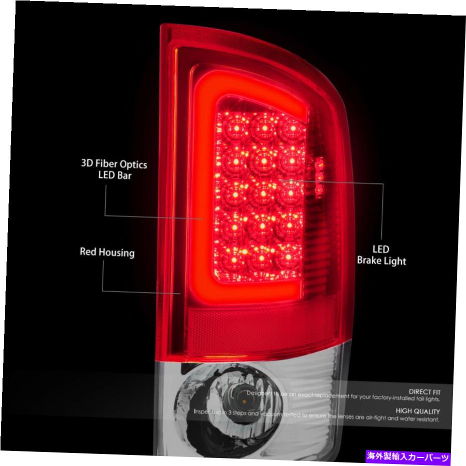USテールライト 07-09 RAM 1500/2500/3500クロームハウジングレッドレンズ3D LEDブレーキテールライト FOR 07-09 RAM 1500/2500/3500 CHROME HOUSING RED LENS 3D LED BRAKE TAIL LIGHTS【並行輸入品】