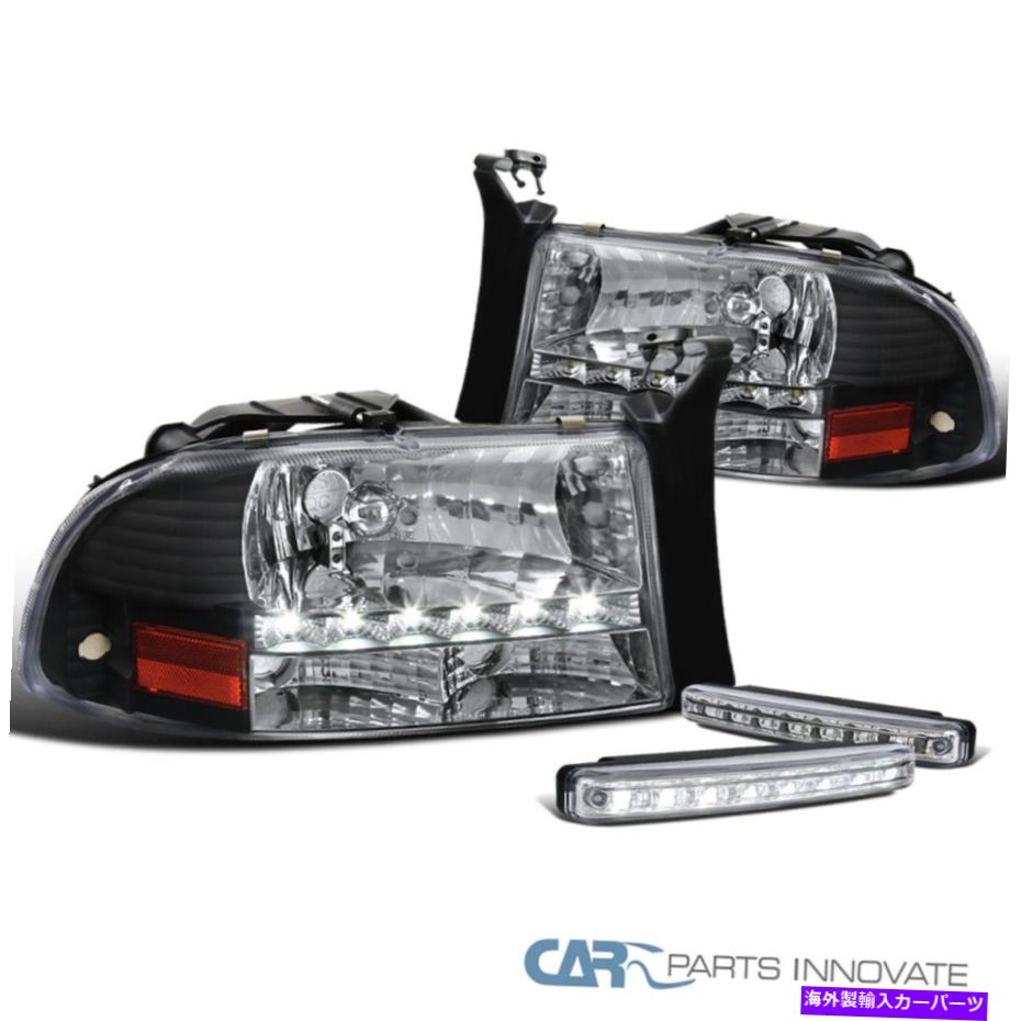 USヘッドライト 97-04 Dodge Dakota Durango SMD LEDダイヤモンドブラックヘッドライト+ 8-LEDフォグランプ For 97-04 Dodge Dakota Durango SMD LED Diamond Black Headlights+8-LED Fog Lamps【並行輸入品】