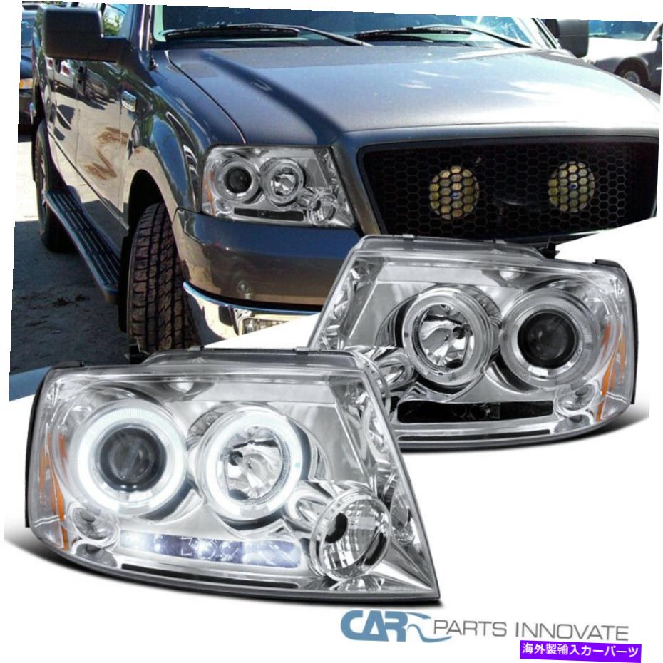 USヘッドライト Ford 04-08 F150 Lincoln 06-08マークLT LED HaloプロジェクターヘッドライトLH + RH For Ford 04-08 F150 Lincoln 06-08 Mark LT LED Halo Projector Headlights LH+RH【並行輸入品】