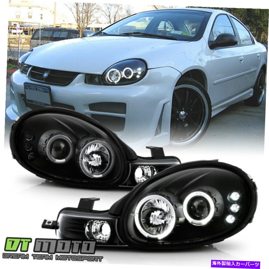 【楽天市場】USヘッドライト BLK 2000 2000 2002 2002 Dodge Neon LEDデュアルハロープロジェクター