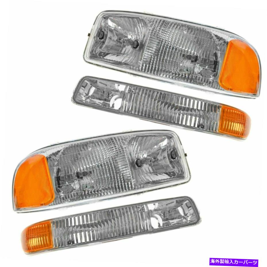 USヘッドライト GMCシエラトラックYukonのヘッドライトヘッドランプ＆コーナー駐車ライトセットキット Headlight Headlamp & Corner Parking Lights Set Kit for GMC Sierra Truck Yukon【並行輸入品】