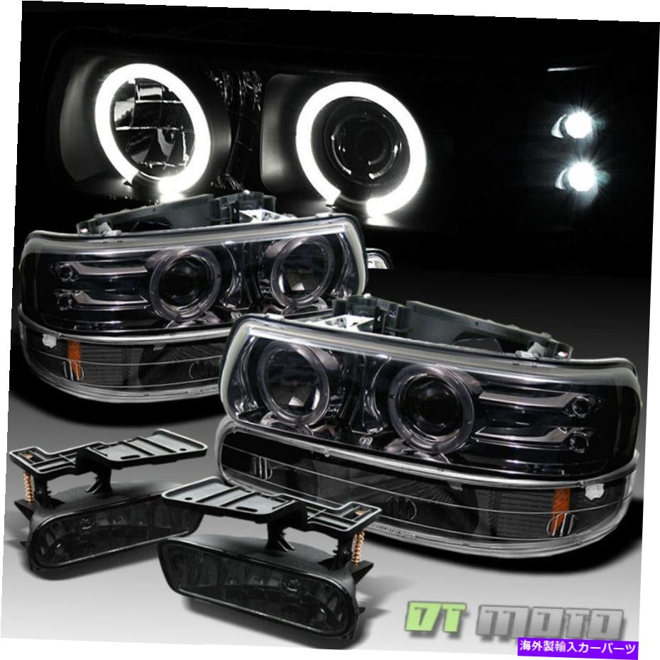 USヘッドライト スモーク99-00 Silverado Tahoe Suburban Haloプロジェクターヘッドライト/バンパー/フォグランプ Smoked 99-00 Silverado Tahoe Suburban Halo Projector Headlights /Bumper/Fog Lamp【並行輸入品】