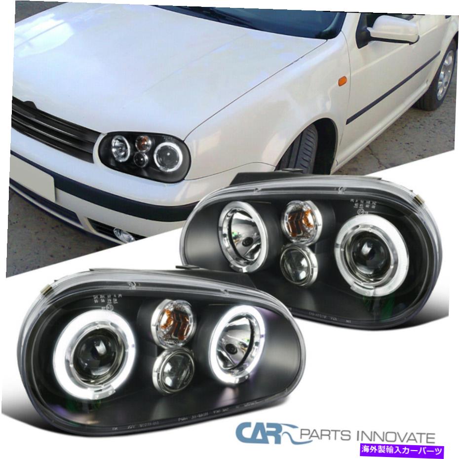 USヘッドライト VW 99-06ゴルフMK4 GTI R32カブリオマットブラックのハロープロジェクターヘッドライトランプ For VW 99-06 Golf Mk4 GTI R32 Cabrio Matte Black Halo Projector Headlights Lamps【並行輸入品】