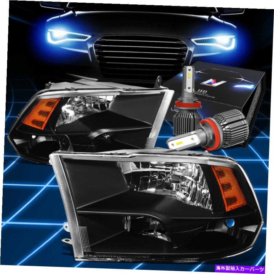 RAM 2500 Headlights with Amber Corner Lights; Black Housing; Clear