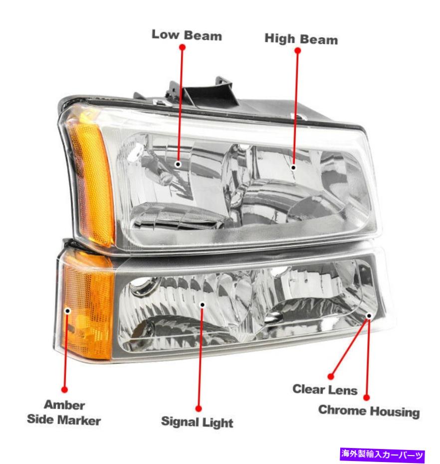 Us Chevy Silverado Avalanche Chrome Amber Headlight