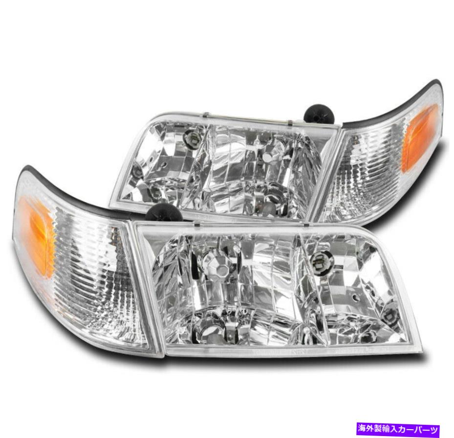 USヘッドライト 98-11フォードクラウンビクトリアヘッドライトヘッドランプW /コーナーランプクローム左+右 FOR 98-11 FORD CROWN VICTORIA HEADLIGHT HEADLAMP W/CORNER LAMP CHROME LEFT+RIGHT【並行輸入品】