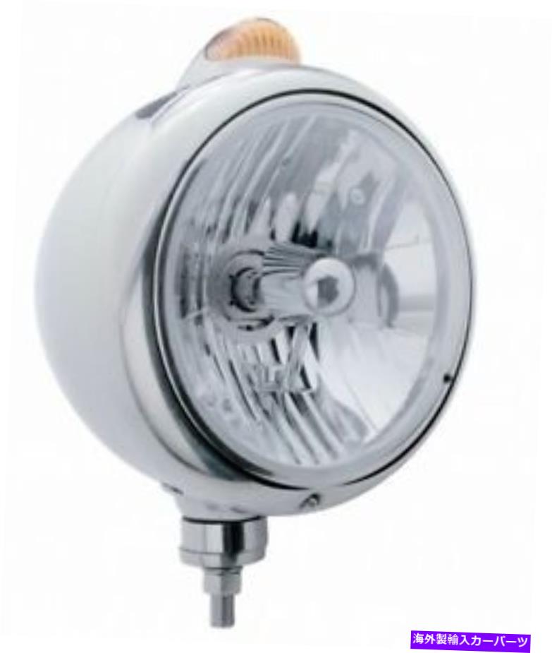 USヘッドライト 1つのステンレス鋼「ガイド」ピータービルトヘッドライトW /琥珀色のLED One Stainless Steel \