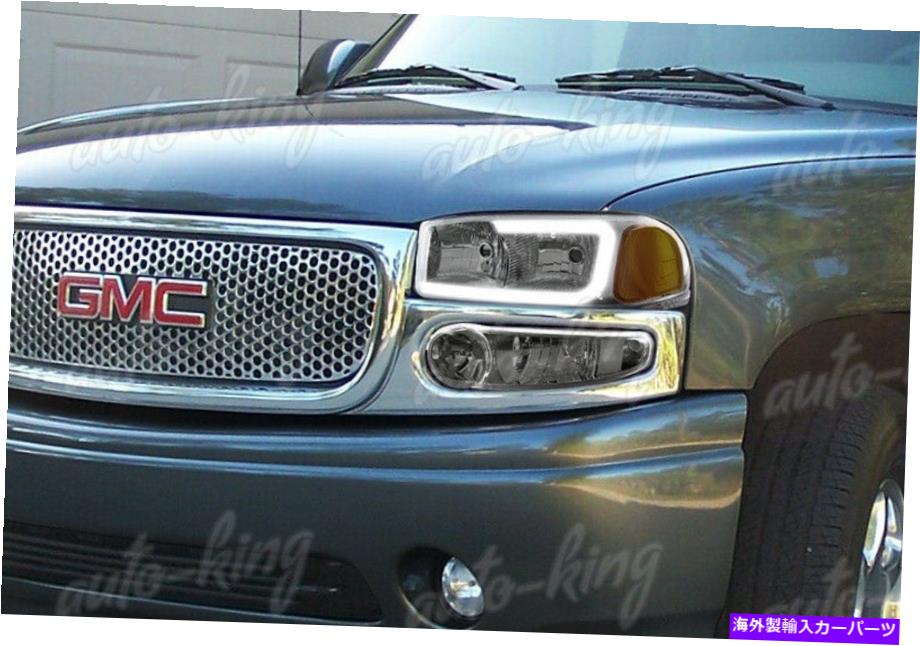 USヘッドライト 煙DRL LEDヘッドライト+バンパーW /アンバーランプFIT 01-06 GMC Yukon 1500 Denali SMOKE DRL LED HEADLIGHTS+BUMPER W/AMBER LAMP FIT 01-06 GMC YUKON 1500 DENALI【並行輸入品】