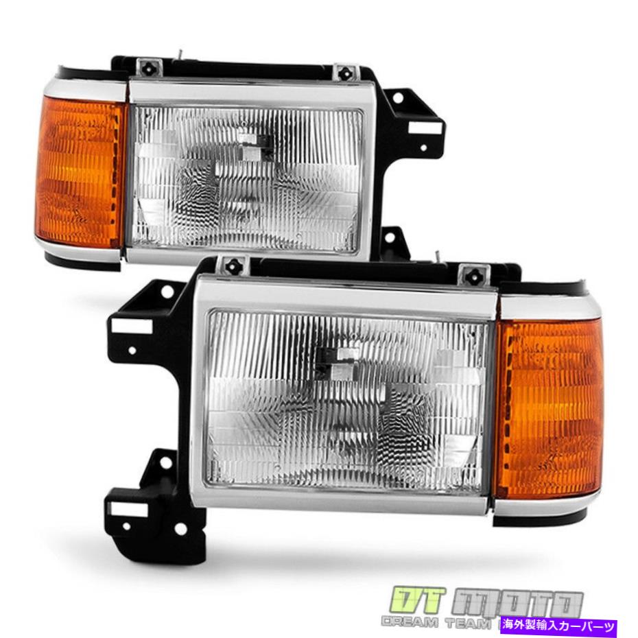 USヘッドライト 1987-1991フォードブロンコF150 F250トラックヘッドライトクロームトリムヘッドランプペアセット 1987-1991 Ford Bronco F150 F250 Truck Headlights Chrome Trim Headlamps Pair Set【並行輸入品】