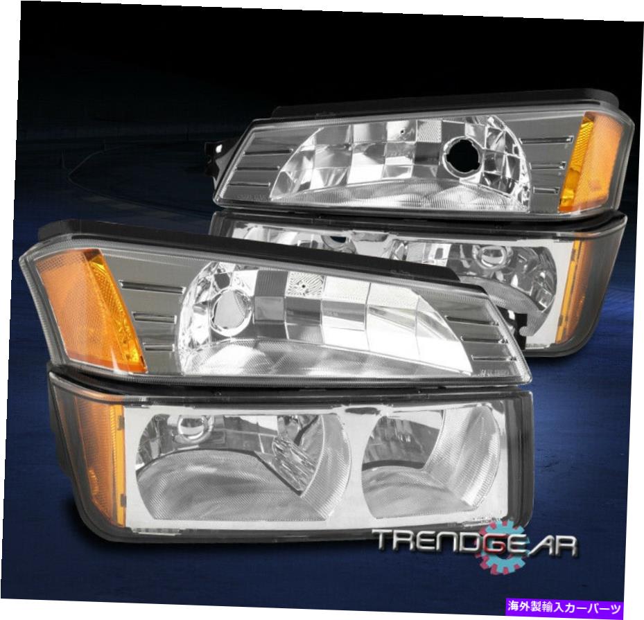 USヘッドライト 02-06シボレーAvalanche 1500 2500ヘッドライトヘッドランプ+バンパーシグナルランプクロム FOR 02-06 CHEVY AVALANCHE 1500 2500 HEADLIGHT HEADLAMP+BUMPER SIGNAL LAMP CHROME【並行輸入品】