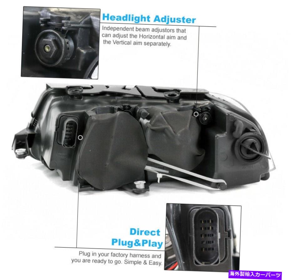 USヘッドライト 01-05 Volkswagen PassatプロジェクターブラックヘッドライトヘッドランプW / Bumper LED DRL For 01-05 Volkswagen Passat Projector Black Headlights Headlamp w/Bumper LED DRL【並行輸入品】