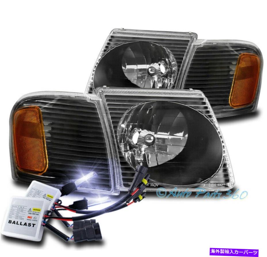 USヘッドライト 01-05フォードエクスプローラスポーツトラック交換ヘッドライトランプブラックW / 10K HID FOR 01-05 FORD EXPLORER SPORT TRAC REPLACEMENT HEADLIGHTS LAMPS BLACK W/10K HID【並行輸入品】