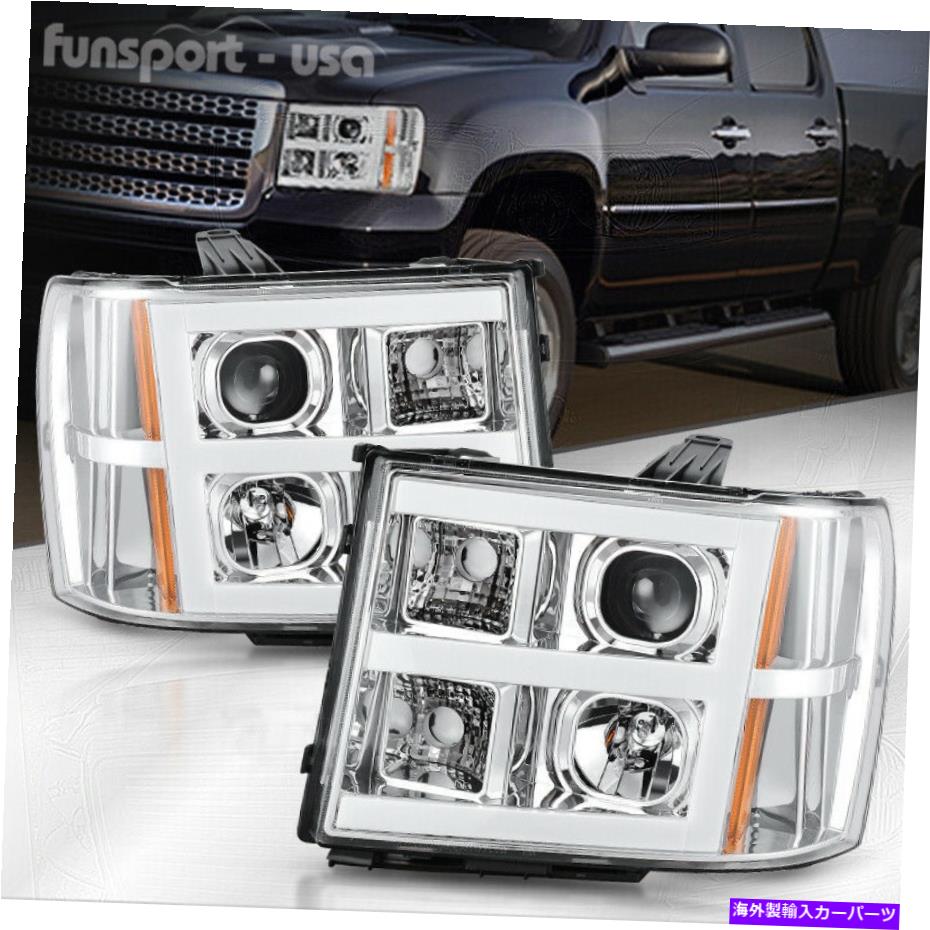 USヘッドライト 2007-2013 GMCシエラLEDチューブDRLプロジェクターヘッドランプのヘッドライトアセンブリ Headlight Assembly For 2007-2013 GMC Sierra LED Tube DRL Projector Headlamp【並行輸入品】