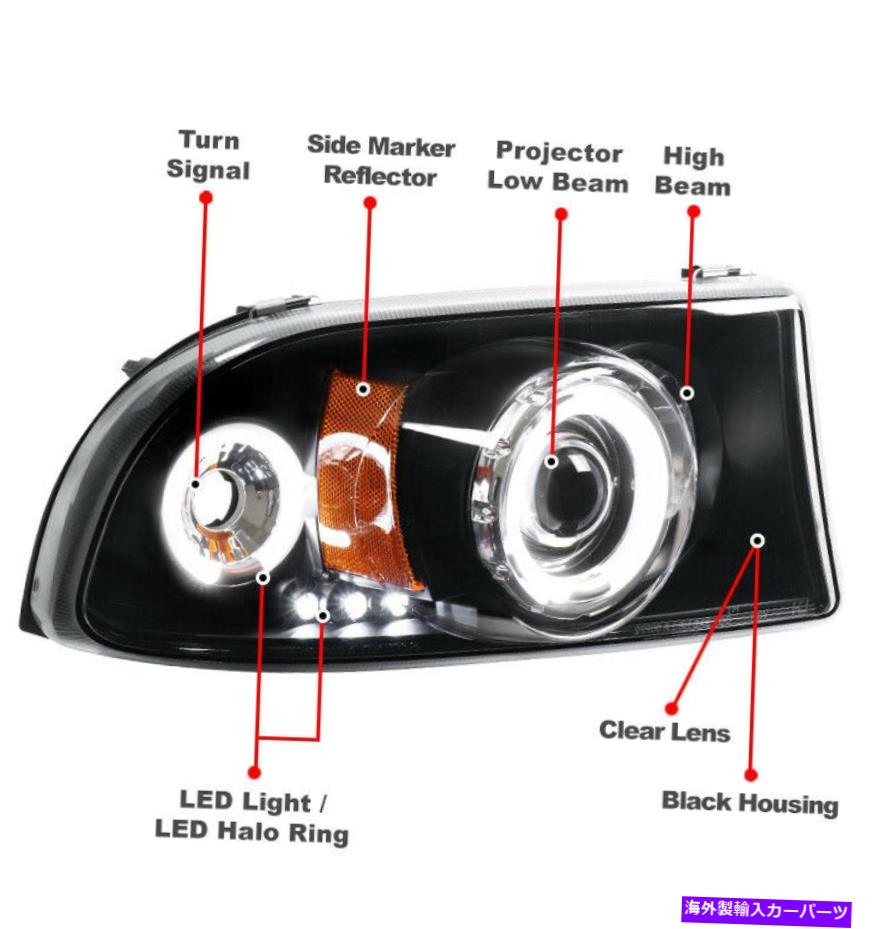 USヘッドライト 97-04 Dodge Dakota / 98-03 Dodge LED Haloプロジェクターブラックヘッドライト+ DRL信号 For 97-04 Dodge Dakota/98-03 Dodge LED Halo Projector Black Headlight+DRL Signal【並行輸入品】