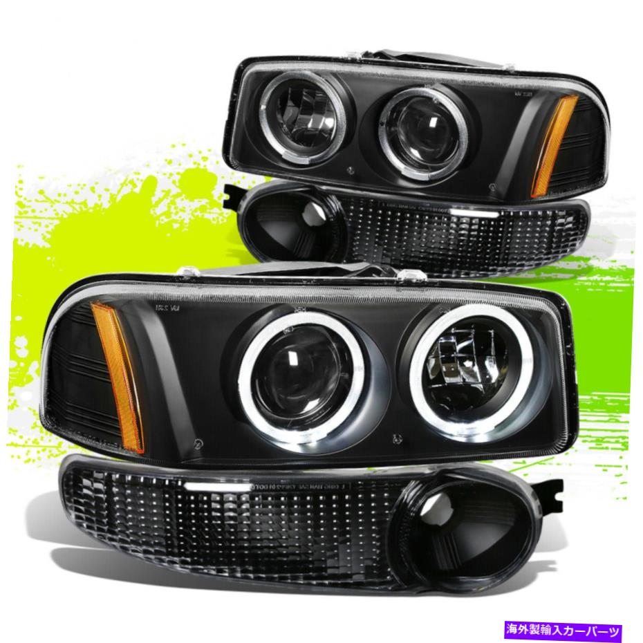 USヘッドライト Sierra 1500 Yukon XL Denail 01-07 Black AmberのためのLED DRLプロジェクターのヘッドライト LED DRL Projector Headlights for Sierra 1500 Yukon XL Denail 01-07 Black Amber【並行輸入品】