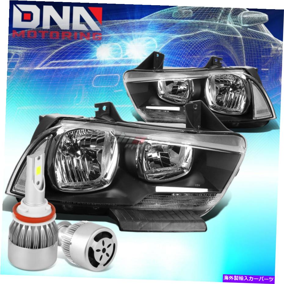 USヘッドライト ブラックハウジングヘッドライト+クリアコーナー+ホワイトLED H8 HID W /ファンフィット11-14充電器 BLACK HOUSING HEADLIGHT+CLEAR CORNER+WHITE LED H8 HID W/FAN FIT 11-14 CHARGER【並行輸入品】