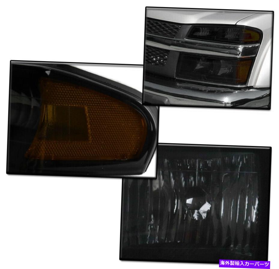 USヘッドライト 2004-2012シボレーコロラドキャニオンブラック/スモークヘッドライト+ブルーLED DRL + 6K HID FOR 2004-2012 CHEVY COLORADO CANYON BLACK/SMOKE HEADLIGHTS +BLUE LED DRL +6K HID【並行輸入品】