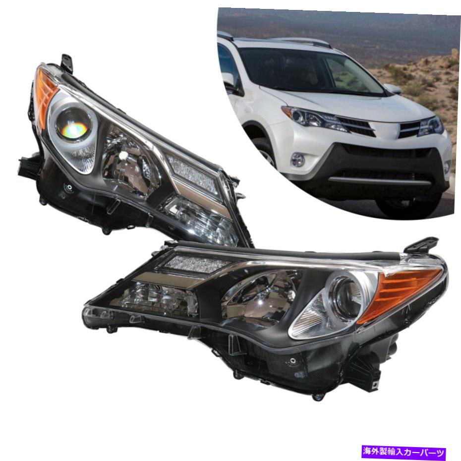 USヘッドライト 2013-15トヨタRAV4ヘッドライト交換用ランプクロームクリアレンズ左+右 For 2013-15 Toyota RAV4 Headlight Replacement Lamp Chrome Clear Lens Left+Right【並行輸入品】