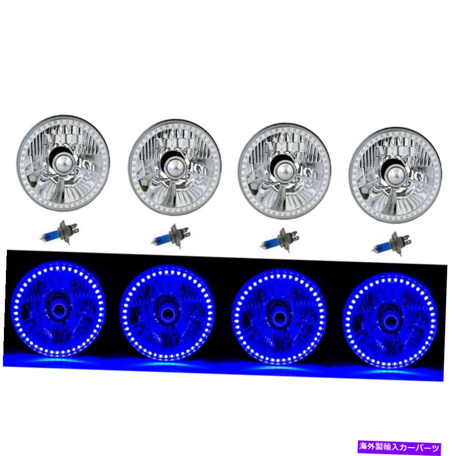 USヘッドライト 5-3 / 4 SMDブルーLEDハロハロゲン電球ヘッドライトエンジェルアイクリスタルクリアセット4 5-3/4 SMD Blue LED Halo Halogen Bulb Headlight Angel Eye Crystal Clear Set Of 4【並行輸入品】