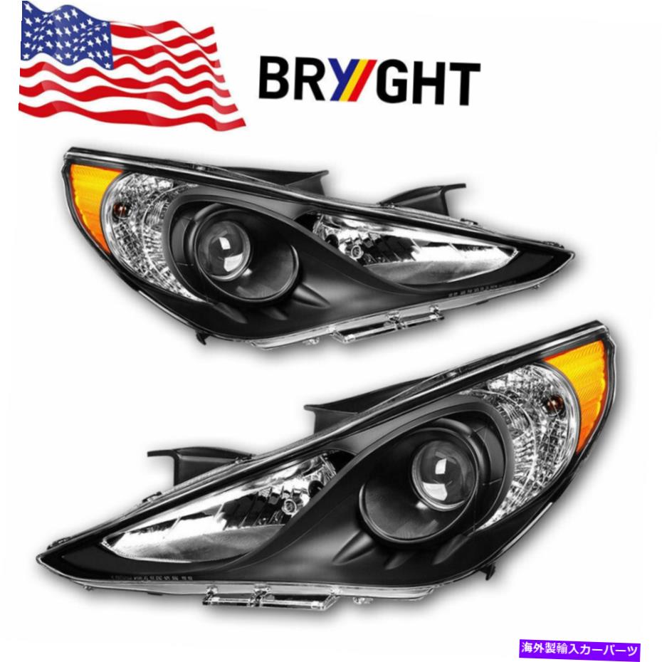 USヘッドライト 2011-2014 Hyundai Sonataブラックプロジェクターヘッドライトランプ左+右12 13 For 2011-2014 Hyundai Sonata Black Projector Headlights Lamps Left+Right 12 13【並行輸入品】