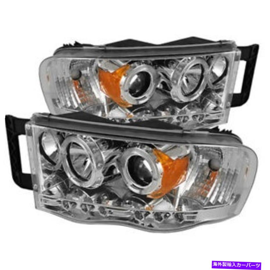 USヘッドライト FIT DODGE 02-05 RAM Chropme Dual Halo LEDプロジェクターヘッドライトヘッドライトランプ Fit Dodge 02-05 Ram Chropme Dual Halo LED Projector Headlights Head Light Lamp【並行輸入品】