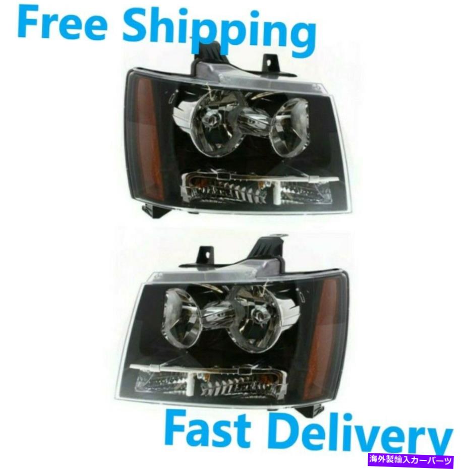 USヘッドライト 左右のハロゲンヘッドライトアセンブリのセット2007-2014シボレータホ Set of Left & Right Halogen Head Light Assembly 2007-2014 Fits Chevrolet Tahoe【並行輸入品】