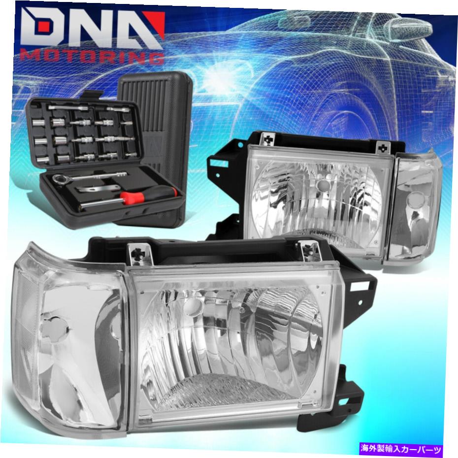 USヘッドライト 1987年から1991年フォードF150 F250 Bronco Chromeクリアサイドヘッドライトヘッドランプ+ツール FOR 1987-1991 FORD F150 F250 BRONCO CHROME CLEAR SIDE HEADLIGHT HEAD LAMPS+TOOLS【並行輸入品】