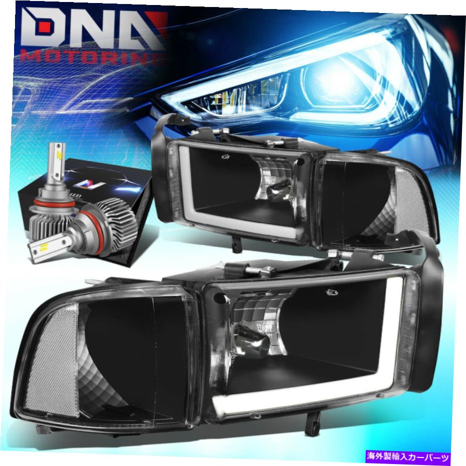 USヘッドライト 1994-2002ドッジRAM LED DRL L-BARヘッドライトW / LEDキットスリムスタイルブラック/クリア FOR 1994-2002 DODGE RAM LED DRL L-BAR HEADLIGHT W/LED KIT SLIM STYLE BLACK/CLEAR【並行輸入品】