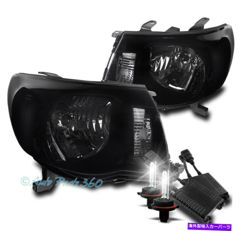 USヘッドライト 05-11トヨタタコマクリスタルスタイルブラック/スモークレンズヘッドライト+ 50W 6K HIDキット FOR 05-11 TOYOTA TACOMA CRYSTAL STYLE BLACK/SMOKE LENS HEADLIGHT +50W 6K HID KIT【並行輸入品】