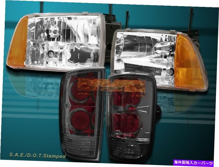 USヘッドライト 95-97 Chevy S10 / Blazer LT LSユーロクリスタルヘッドライト＆スモークテールライト 95-97 CHEVY S10/BLAZER LT LS EURO CRYSTAL HEADLIGHTS & SMOKE TAIL LIGHTS【並行輸入品】