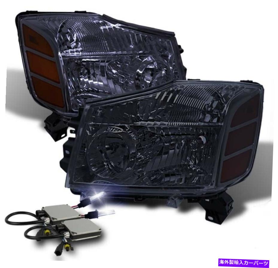 USヘッドライト 水晶煙/アンバーヘッドライトランプW / 10K HID 04-14 Titan / 04-07 Armada Pickup CRYSTAL SMOKE/AMBER HEADLIGHT LAMP W/10K HID FOR 04-14 TITAN/04-07 ARMADA PICKUP【並行輸入品】