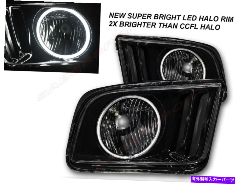 USヘッドライト ペアブラックスモークハロゲンVer。 Headlights W / LED Haloは2005年から2009年のフォードマスタングです Pair Black Smoke Halogen Ver. Headlights w/ LED Halo for 2005-2009 Ford Mustang【並行輸入品】 45,947円