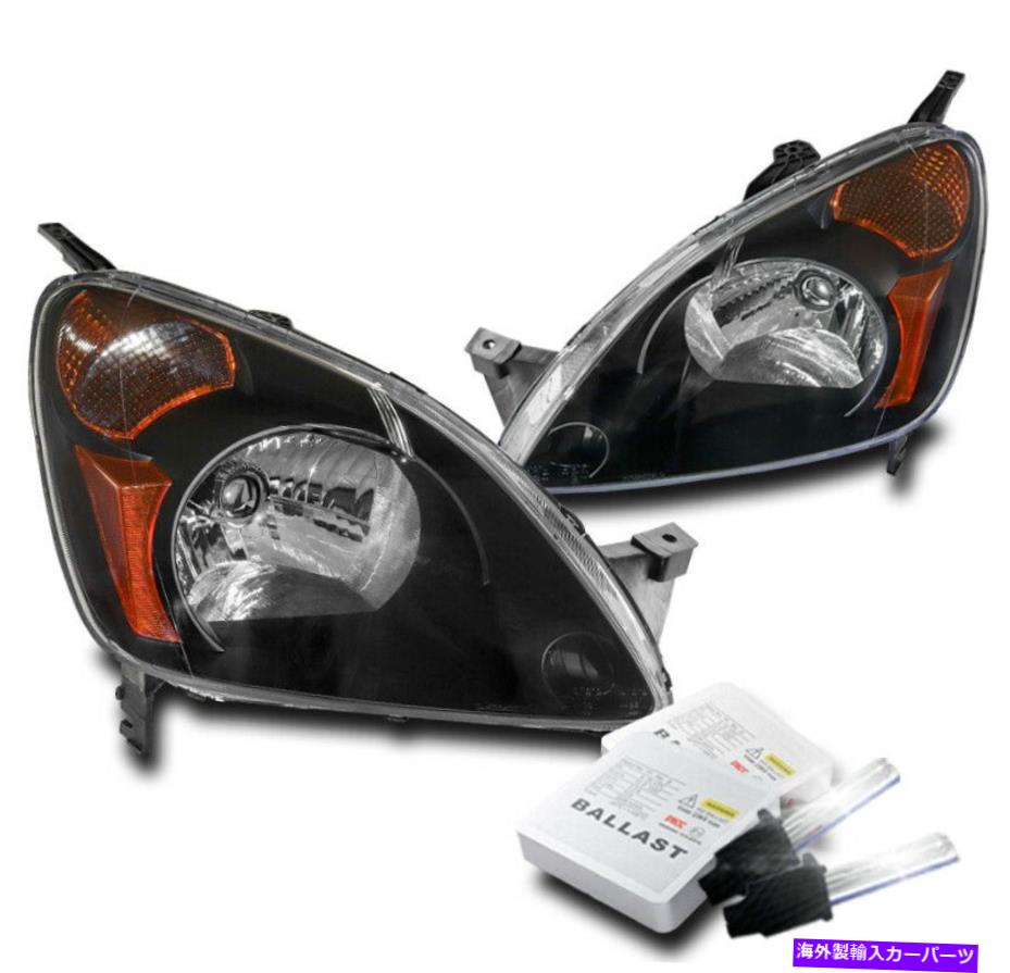 USヘッドライト 2002年2003年2004ホンダCR-Vブラック交換ヘッドライトヘッドランプ+ 8000K HID For 2002 2003 2004 Honda CR-V Black Replacement Headlights Headlamp +8000K HID【並行輸入品】