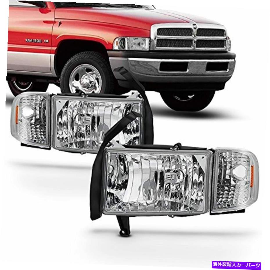 USヘッドライト 94-01 Dodge Ram 1 3500 ChromeヘッドライトW /コーナー信号ランプ左+右Re For 94-01 Dodge Ram 1 3500 Chrome Headlights w/Corner Signal Lamps Left+Right Re【並行輸入品】