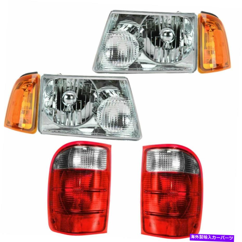 USヘッドライト Headlight Parking Marker Tail Light Light Light Lump Lightランプセット01-05フォードレンジャートラック Headlight Parking Marker Tail Light Lamp Set of 6 for 01-05 Ford Ranger Truck【並行輸入品】