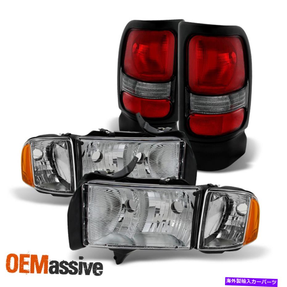 USヘッドライト 1999年から2001年のドッジRAM 1500スポーツのためのペアクリアヘッドライト+赤クリアテールランプ Pair Clear Headlights + Red Clear Tail Lamps For 1999-2001 Dodge Ram 1500 Sport【並行輸入品】