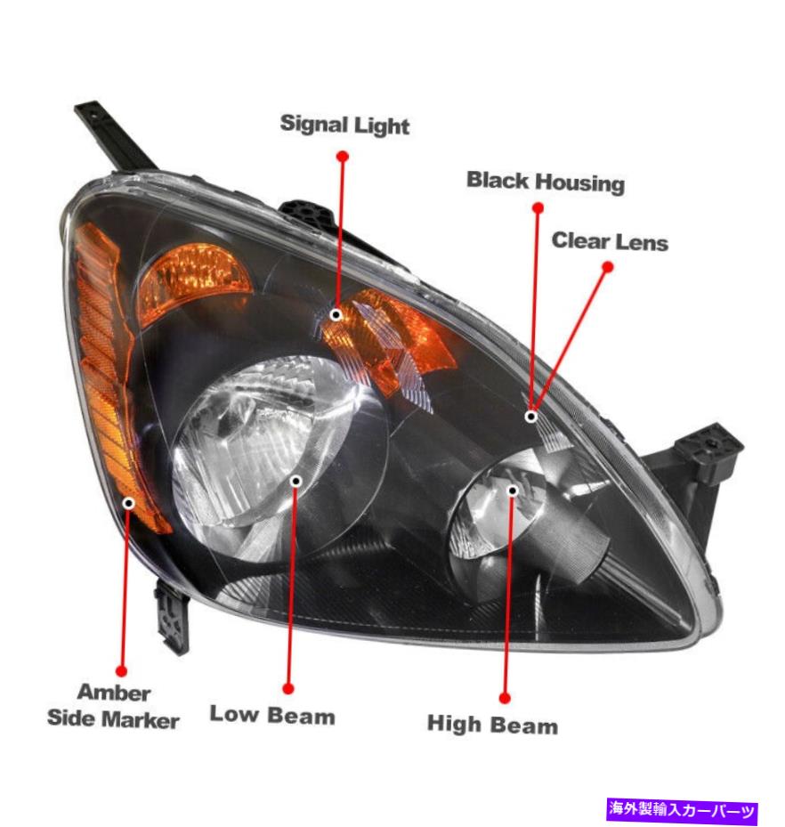 USヘッドライト 05-06ホンダCR-V CRVブラック交換ヘッドライトランプW / BLUE LED DRL信号 For 05-06 Honda CR-V CRV Black Replacement Headlight Lamp w/Blue LED DRL Signal【並行輸入品】