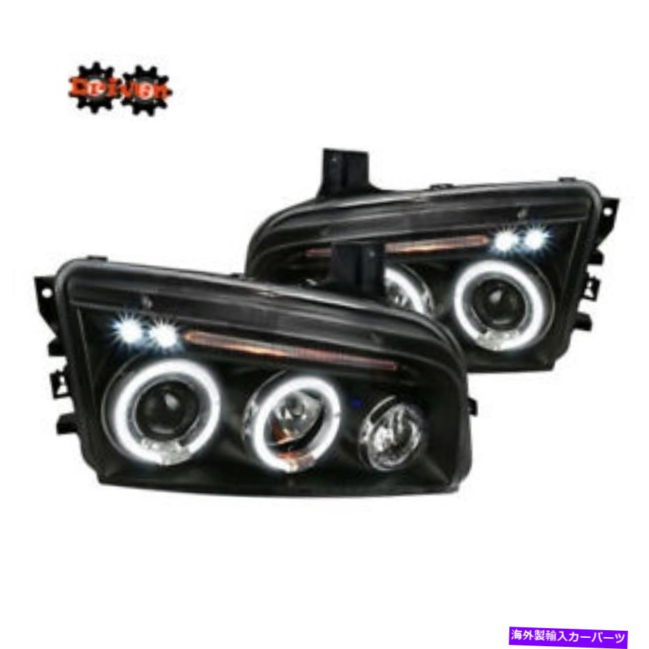 USヘッドライト 06-10 Dodge ChargerヘッドライトブラックプロジェクターW / LED DRLデュアルハロー 06-10 Dodge Charger Headlights Black Projector w/LED DRL Dual Halo【並行輸入品】