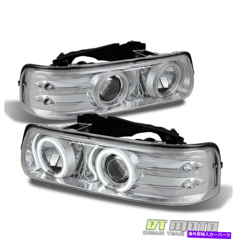USヘッドライト 99-06 Silverado Tahoe Suburban Dual CCFL HaloプロジェクターLEDヘッドライトライト 99-06 Silverado Tahoe Suburban Dual CCFL Halo Projector LED Headlights Lights【並行輸入品】