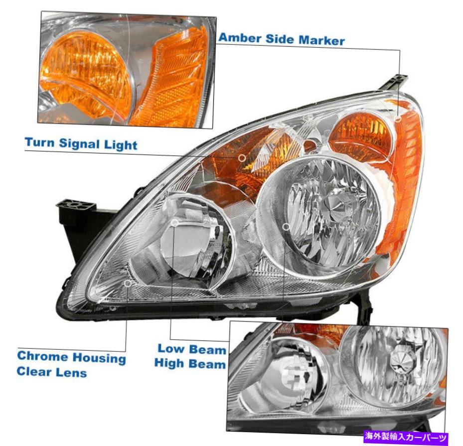 USヘッドライト 2005年2006ホンダCR-V CRVクロムヘッドライトヘッドランプW /バンパーブルーLED DRLセット For 2005 2006 Honda CR-V CRV Chrome Headlight Headlamp w/Bumper Blue LED DRL Set【並行輸入品】