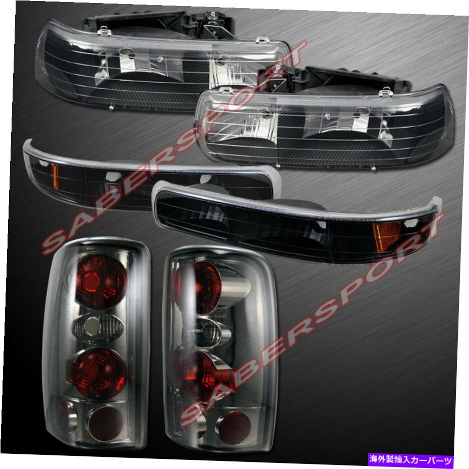 USヘッドライト ブラックヘッドライトW /パークシグナル+ 2000-2006郊外のタホのための煙のテールライト Black Headlights w/ Park Signal + Smoke Taillights for 2000-2006 Suburban Tahoe【並行輸入品】