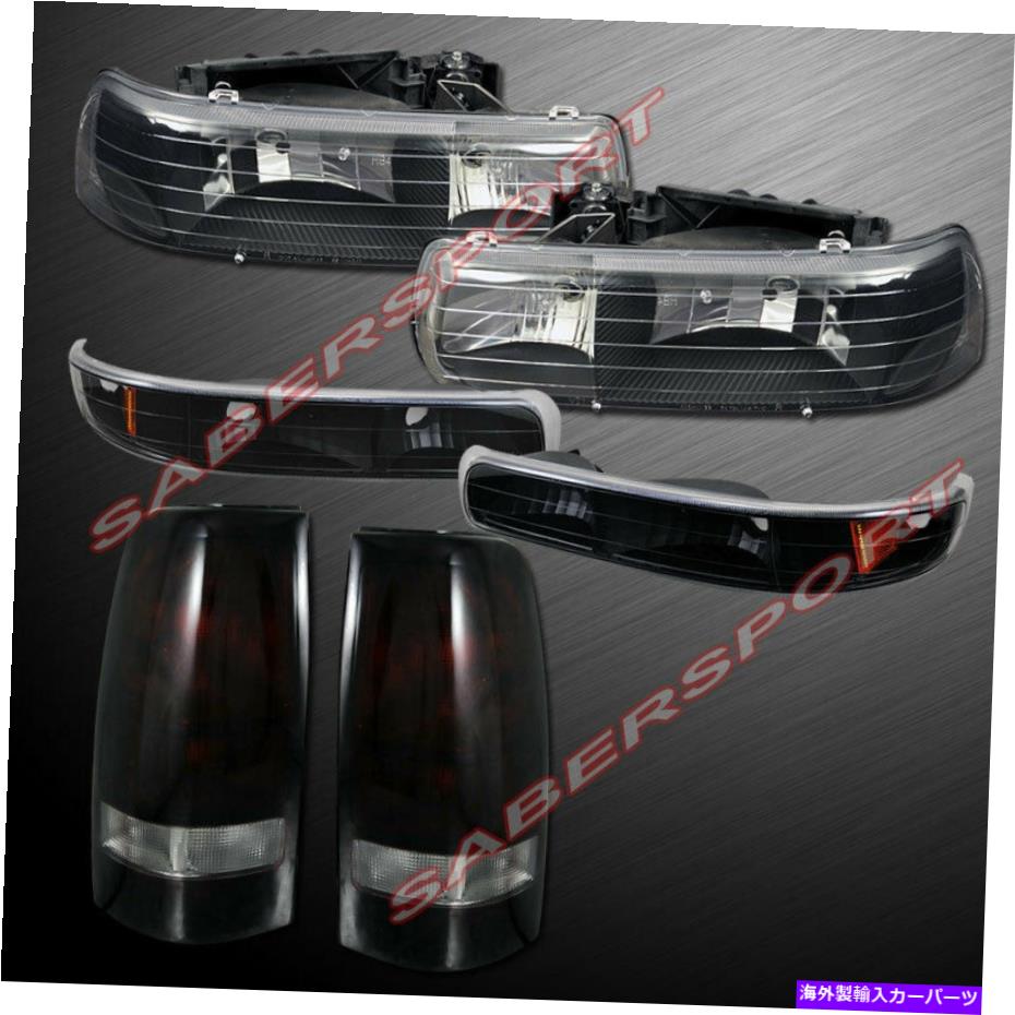 USヘッドライト 1999年から2002年の黒いヘッドライト+濃い赤いティーライトSilverado Black Headlights w/ Park Signal + Dark Red Taillights for 1999-2002 Silverado【並行輸入品】
