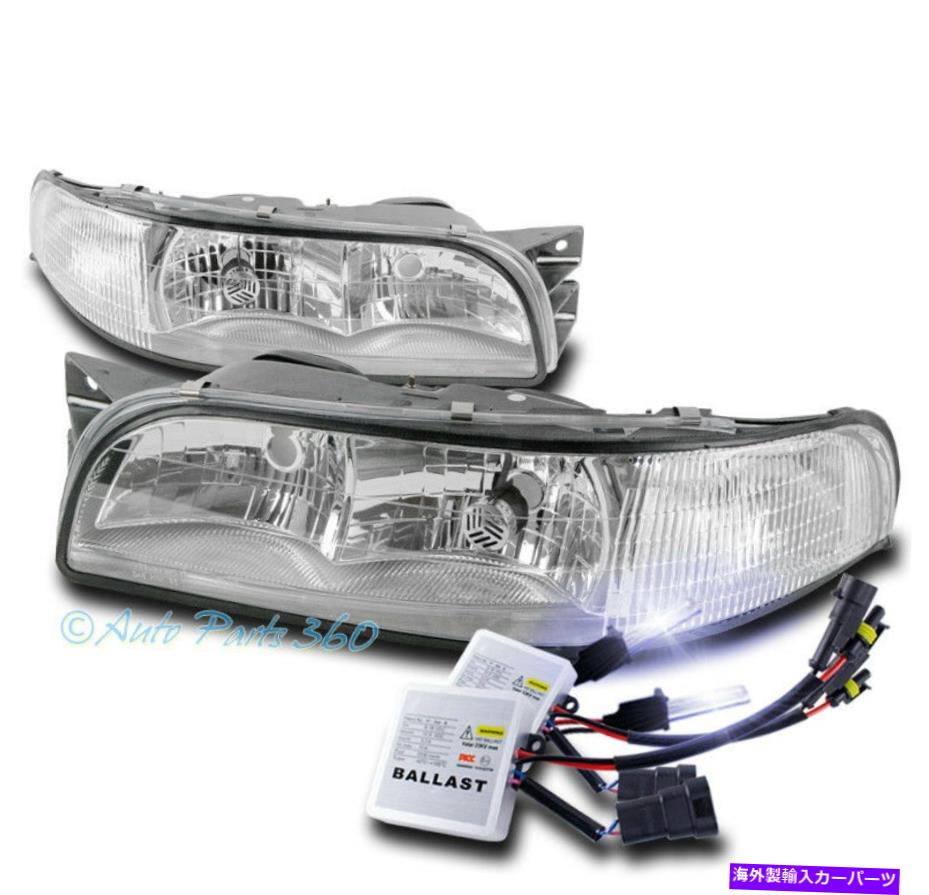 USヘッドライト 97-99 Buick Lesabre Crystal Style Chromeヘッドライト+コーナーランプW / 10K HIDキット FOR 97-99 BUICK LESABRE CRYSTAL STYLE CHROME HEADLIGHT+CORNER LAMP W/10K HID KIT【並行輸入品】