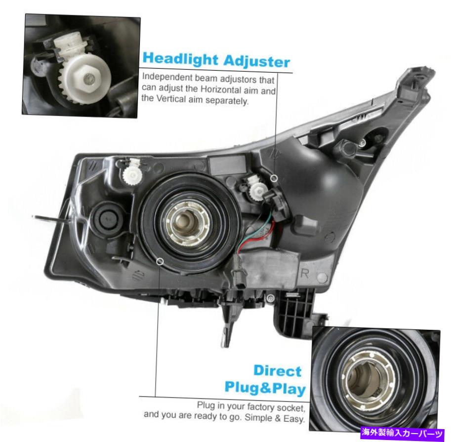 USヘッドライト 11-14 Chevy Cruze LS LT LTZクリスタルヘッドライトランプブラックW / DRL LED信号12 13 11-14 CHEVY CRUZE LS LT LTZ CRYSTAL HEADLIGHTS LAMP BLACK W/DRL LED SIGNAL 12 13【並行輸入品】