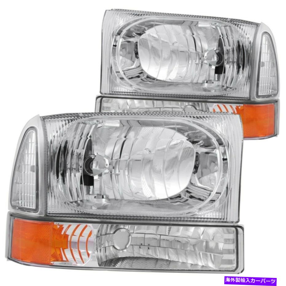USヘッドライト アンドコクリスタルヘッドライトクロムW /コーナーライト2ピース00-04フォードエクスカーション ANZO Crystal Headlights Chrome w/ Corner Lights 2pc for 00-04 Ford Excursion【並行輸入品】