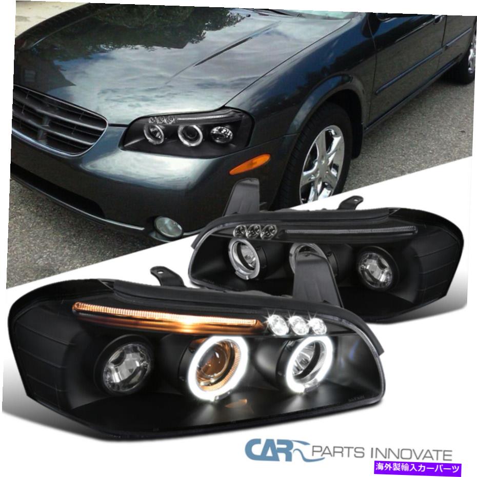 USヘッドライト 00-01日産マキシマブラックLEDデュアルハロープロジェクターヘッドライトランプ左+右 For 00-01 Nissan Maxima Black LED Dual Halo Projector Headlights Lamp Left+Right【並行輸入品】|Us Custom Parts Shop USDM