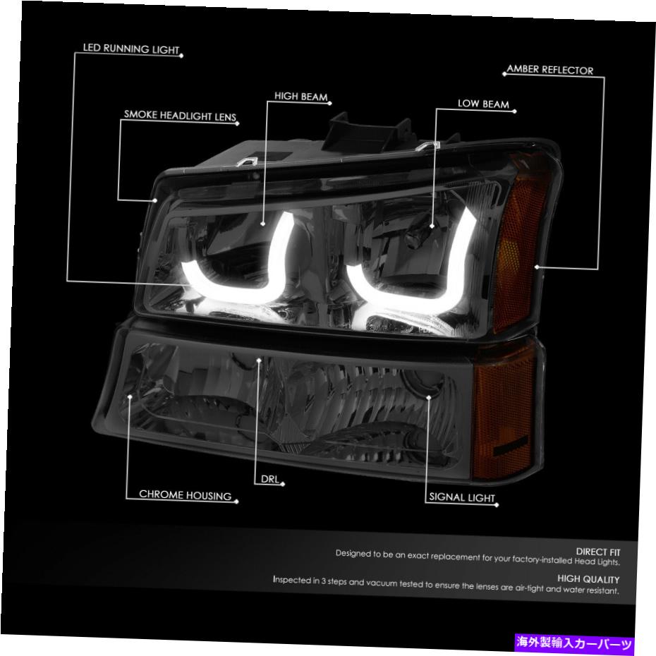 USヘッドライト 燻製アンバーJ-Halo LED DRLヘッドライトバンパーランプChevy Silverado SMOKED AMBER J-HALO LED DRL HEADLIGHT BUMPER LAMP FOR 2003-2007 CHEVY SILVERADO【並行輸入品】