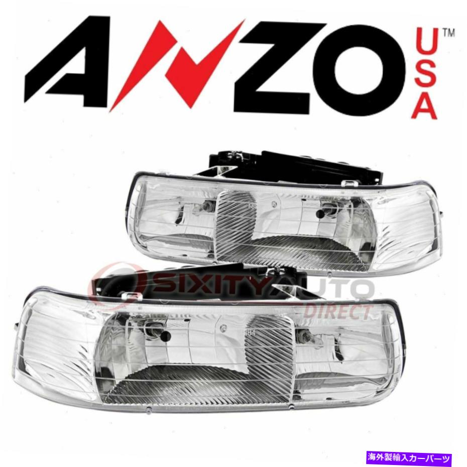 USヘッドライト 電気照明ボディの外観PEのためのAnzousa 111011ヘッドライトセット AnzoUSA 111011 Headlight Set for Electrical Lighting Body Exterior pe【並行輸入品】